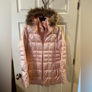 Lands End shimmering pink down coat